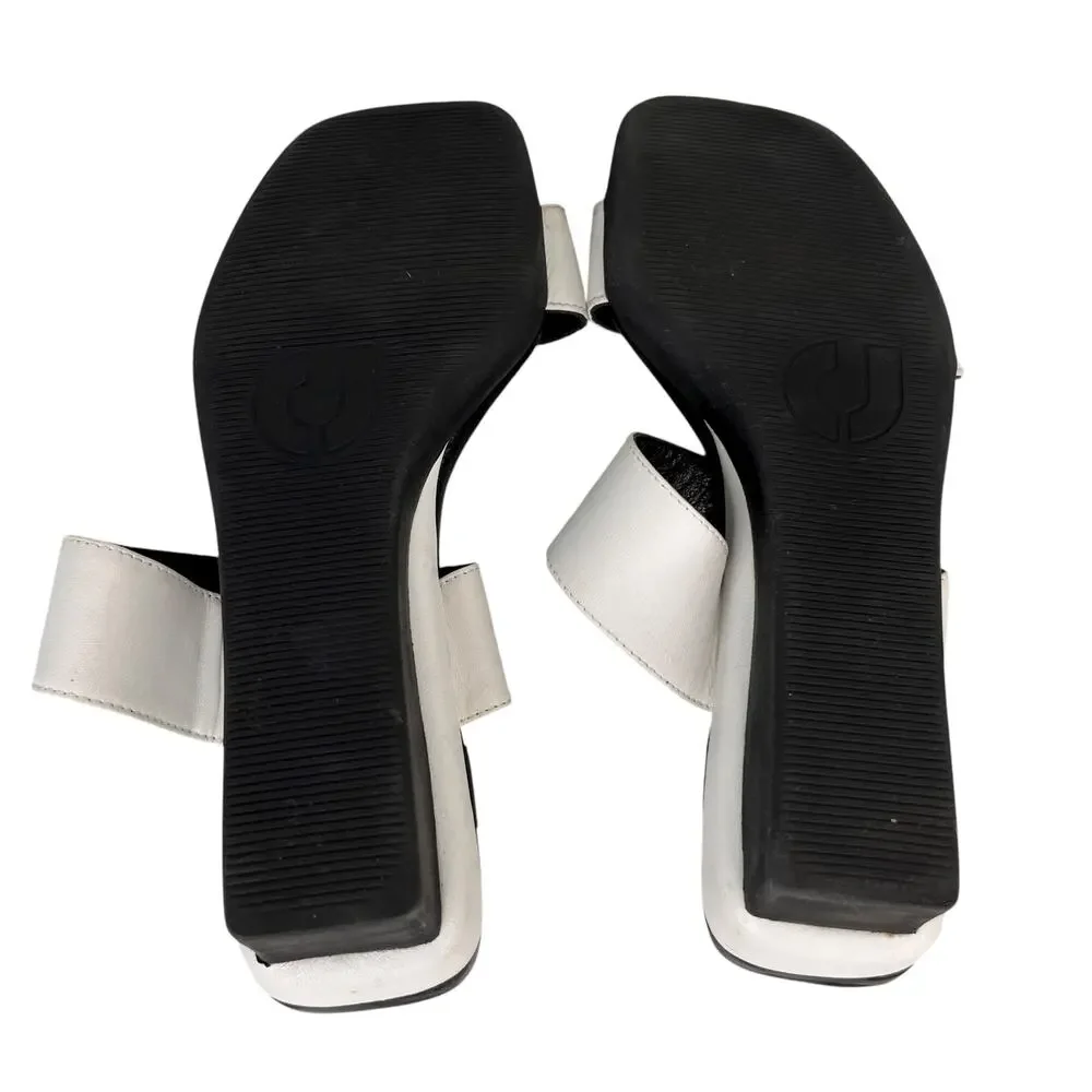 Charles Jourdan Paris Yol Wedge Sandals Black White 8M